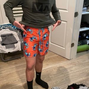 Orange and blue crab printed bathing suit size 28/30